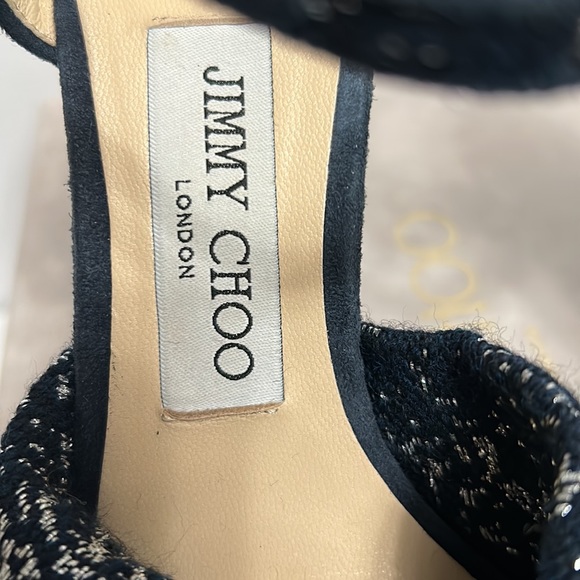 Navy and Silver Jimmy Choo Platform Sandal Heels - Picture 5 of 9